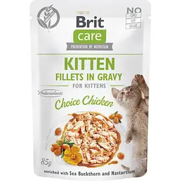 Корм вологий для кошенят Brit Care Cat Fillets in Gravy Choice Chicken філе в соусі з куркою пауч 85 г