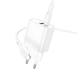 МЗП Borofone BA88A Navy PD20W+QC3.0 (1USB-A/1C) + кабель Type-C to Type-C White - мініатюра 2