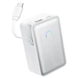 Батарея універсальна Anker 10000mAh Nano 45W, Built-In USB-C Cable, White (A1638H21)