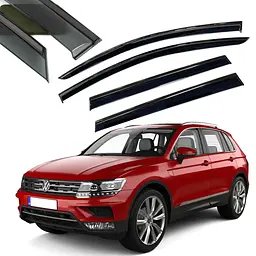 Дефлектори вікон вітровики Benke для Volkswagen Tiguan Europe 2017- Антихром (Тенмний Молдинг Нержавіюча сталь 3D)