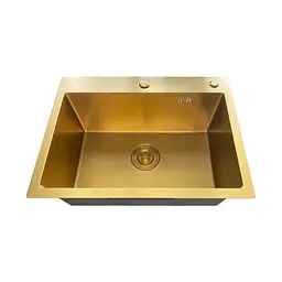 Кухонна мийка з нержавіючої сталі Mixxus MH5843 Micro Decor Brushed Gold MI8218, Золотий - мініатюра 4