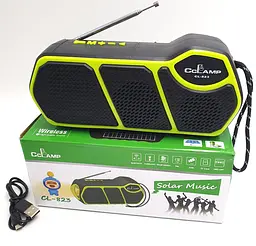 Радіоприймач ліхтар акумуляторний із сонячною панеллю та Bluetooth портативна колонка MP3 USB порт радіо світильник CCLAMP CL-823 зелений - мініатюра 5