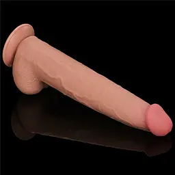 Фалоімітатор LoveToy Sliding-Skin Dual Layer Dong King Sized 34 см тілесний - мініатюра 5