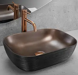 Умивальник Rea Belinda накладний 46.5x33 см black brushed copper REA-U6384 - мініатюра 2