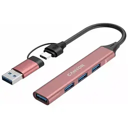 Концентратор Canyon hub DS-02 4in1 USB-A/C Pink (CNS-TDS02P) - мініатюра 4