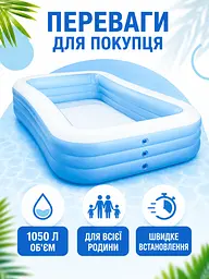 Надувний басейн 305×183×56 см 1050 л для дітей від 6 років синьо-білий (49676079) - мініатюра 2