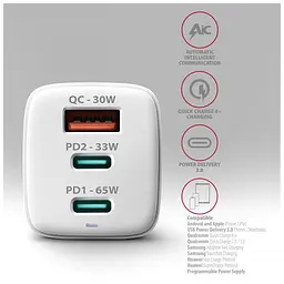 Мережевий зарядний пристрій XPRO BN7 PD20W+QC3.0 для телефону та планшета, білий (33156-01) - мініатюра 6