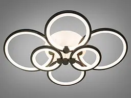 Стельова LED-люстра Diasha 8022/6BK 110W, 6 кілець, 3 кольори світла, Ø58×80 см, диммер, пульт - мініатюра 4