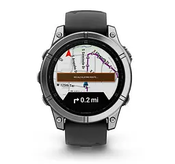 Смарт-годинник Garmin Fenix E 47mm AMOLED Stainless Steel with Black Silicone Band (010-03025-02) - мініатюра 2