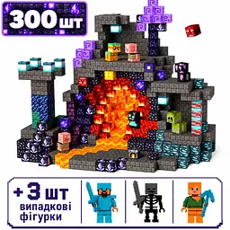 Магнітний конструктор Minecraft 300 шт по грі Майнкрафт Підземелля та лава Mk001019.3 - мініатюра 2