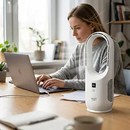 Вентилятор AdlerAD 7343 настільний/ безлопатевий/ акумуляторний/ 5Вт/ Li-ion 2200mAh/ USB-C/ білий (AD7343) - мініатюра 10
