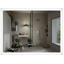 Дзеркало Mixxus FLAT MR04-100x60 з LED Touch, Anti-fog, димером, регулюванням яскравості, годинником (MI6008)