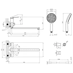 Змішувач для ванни Kroner Element 211414-3801 (CV035958) - мініатюра 8