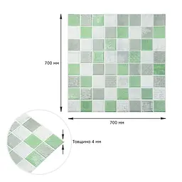 Панель стінова 3D 700х700х4мм Мозаїка зелена SW-00002010 - мініатюра 3