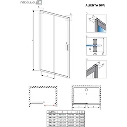 Душові двері Radaway Alienta DWJ 130х190 безпечне скло, чорний (10260130-54-01) - мініатюра 4