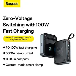 Пусковий пристрій для авто Baseus Super Energy Ultra Jump Starter 3000A 26800mah - мініатюра 4