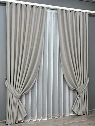 Комплект штор VR-Textil шеніл 2 шт 150x270 см попелястий (1690ш) - мініатюра 3