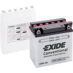 Мото акумулятор EXIDE CONVENTIONAL 6СТ-9Ah АзЕ 12В 85А (EN) 12N9-3B - мініатюра 2