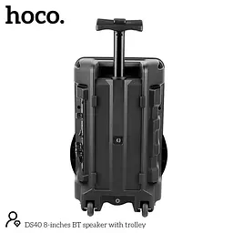Колонка портативна — караоке система Hoco DS40 8-inches BT speaker with trolley з ручкою на колесах - мініатюра 5