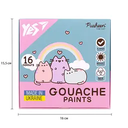 Фарби гуашеві Yes Pusheen 16 кольорів 20 мл (230403) - мініатюра 3