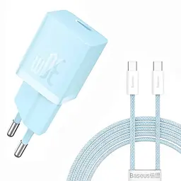 МЗП GaN5 Fast Charger mini PD30W (1USB-C) + кабель Type-C to Type-C (P10110902) Galaxy Blue Baseus teh0029593 - мініатюра 1
