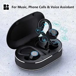 Бездротові спортивні Bluetooth навушники TWS Q23 Pro водонепроникні з сенсорами і мікрофоном Чорні - мініатюра 5