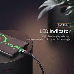 Зарядний кабель Zink чорний з підсвічуванням ESSAGER USB Type-C 3A 1метр - мініатюра 4