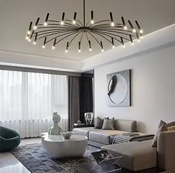Сучасна трубчаста люстра з 18 регульованими плафонами Арт. ST01 18 BK Line F