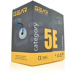 Кабель кручена пара GEAR FTP 4x2x0,51 Cat5E, CCA Premium, для внутрішніх робіт, синій, 305m