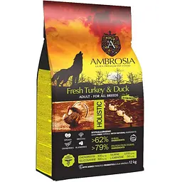 Уценка. Корм сухой Ambrosia Grain Dog Adult Fresh Turkey & Duck для взрослых собак всех пород со свежей индейкой и уткой 12 кг
