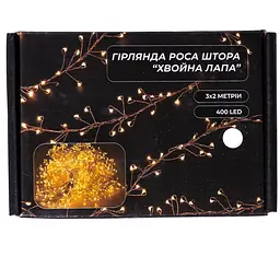 Новорічна гірлянда кімнатна штора Garlando D400LED2MW 3х2 м 400 LED Хвойна лапа Біле світло  - мініатюра 5