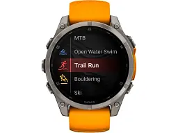 Спортивний годинник Garmin Fenix 8 47mm AMOLED Sapphire Titanium w. Spark Orange/Graphite Silicone Band (010-02904-10/11) - мініатюра 5