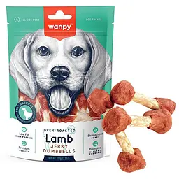 Wanpy Lamb Jerky Dumbell ВАНПІ В’ЯЛЕНЕ ЯГНЯ КІСТКА-ГАНТЕЛЬ лакомство для собак, 100 г