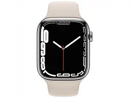Смарт-годинник Apple Watch Series 7 GPS + Cellular 45mm Silver Stainless Steel Case w. Starlight Sport Band (MKJD3)