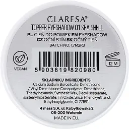 Тіні для повік Claresa Topper Eyeshadow тон 01 (Sea Shell) 1.2 г - мініатюра 2