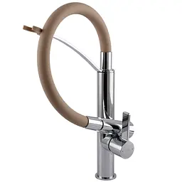 Змішувач для кухні TOPAZ MODERNO TMD-8817-H23-BG бежевий з гофро-гусаком та лійкою-душем - мініатюра 9