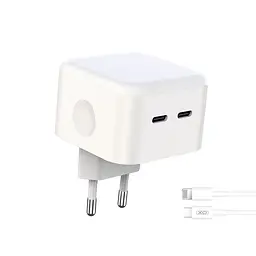 Зарядний пристрій XO L102 35 W 2 порти type-C + кабель Type-C Lightning