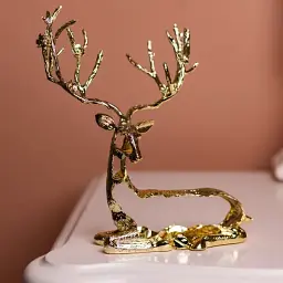 Декоративна фігурка Yiwu Lying Deer 20х8х25 см металева статуетка колекційна для дому декор напівпрозора HP-7-16 - мініатюра 2