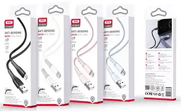USB Кабель XO NB225 MicroUSB Silicone Two-Color 2.4A 1.0m Білий - мініатюра 2