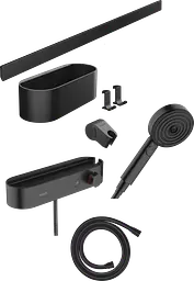 Комплект аксесуарів Hansgrohe WallStoris Activation EcoSmart з термостатом 7в1 Matt Black 24250670, Чорний матовий