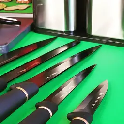 Набір кухонних ножів із нержавіючої сталі на підставці 5 предметів + Набір кухонного приладдя 7 предметів Edenberg EB-3615 - мініатюра 3