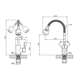 Змішувач для кухні з гнучким виливом Agua Acero-INOX035-2 CV023291 Хром матовий - мініатюра 2