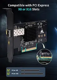 Мережева карта 10 Гбит/с SFP PCI-e, контроллер Intel 82599 (X520-DA1), адаптер Ethernet NICGIGA 10 Гбит/с, порт 10Gbe SFP - мініатюра 3