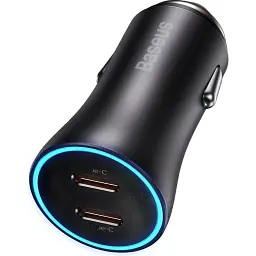 Автомобільний зарядний пристрій Baseus Golden Contactor Pro Dual Fast Charger 2хUSB-C 40W Dark Gray (CGJP000013) [136667] - мініатюра 2