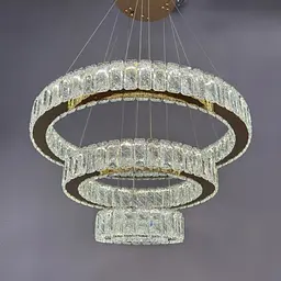 Люстра лед криштальна Linisoln 7201-F H 650+450+250 FG метал, кришталь LED 3 лампи - мініатюра 4