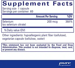 Селен (цитрат) Pure Encapsulations Selenium (citrate) 60 капсул - мініатюра 2