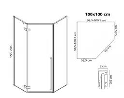 Душова кабіна Rea Diamond 100x100 brushed gold REA-K5684 - мініатюра 3