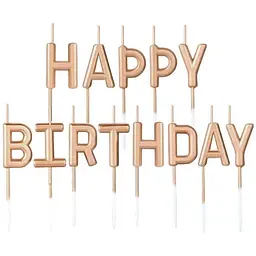 Свічки для торта "Happy Birthday" набір букв рожево-золоті, декоративні свічки напис для дня народження, святкові свічки букви