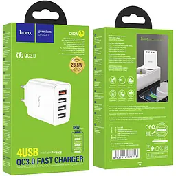 МЗП Hoco C102A Fuerza QC3.0 (4USB-A) White - мініатюра 6