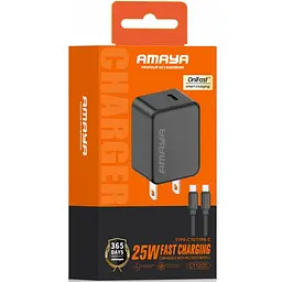 МЗП Amaya E112CC PD25W (1USB-C) + кабель Type-C to Type-C Black - мініатюра 2